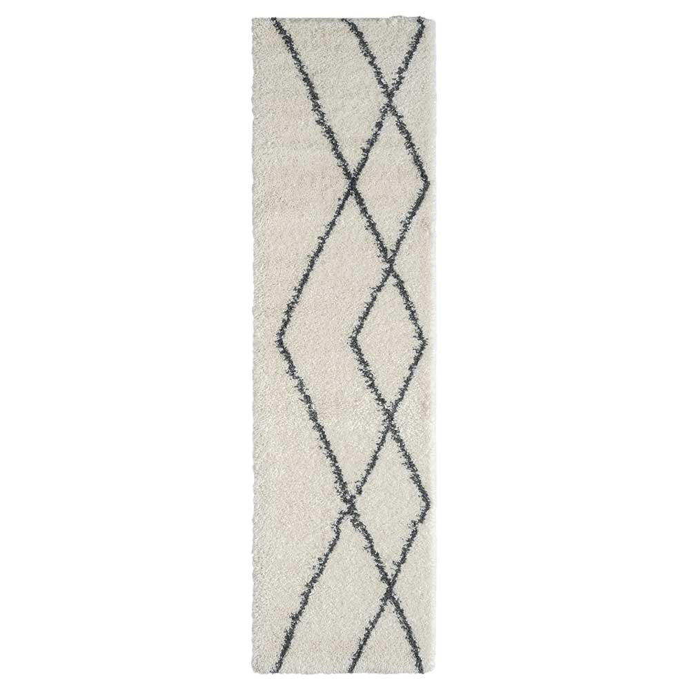 Hochflor Teppich in Creme und Schwarz - You