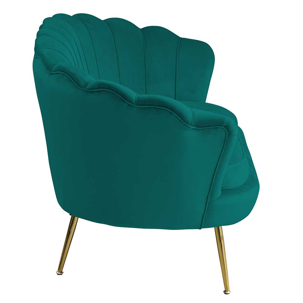 Muschel Design Sofa in Grün & Gold - Pirivanus