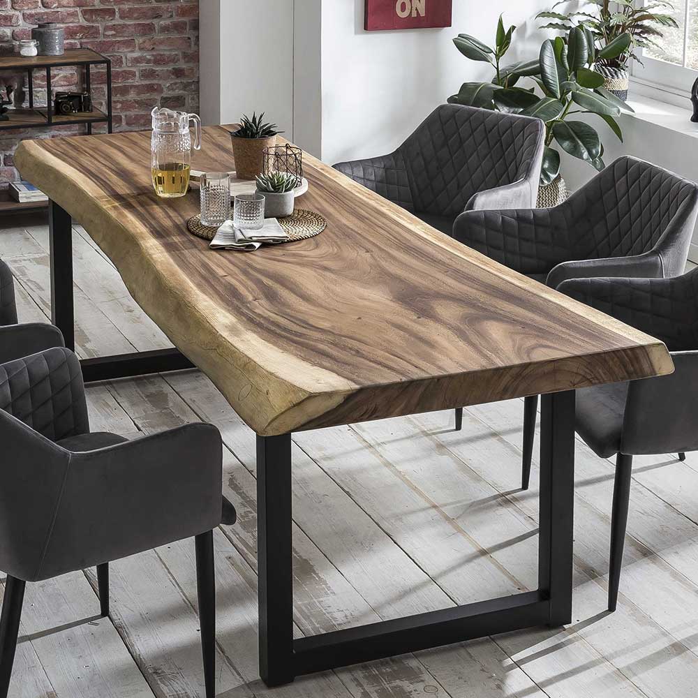 Baumkante Tisch mit Suar Massivholzplatte - Santiry