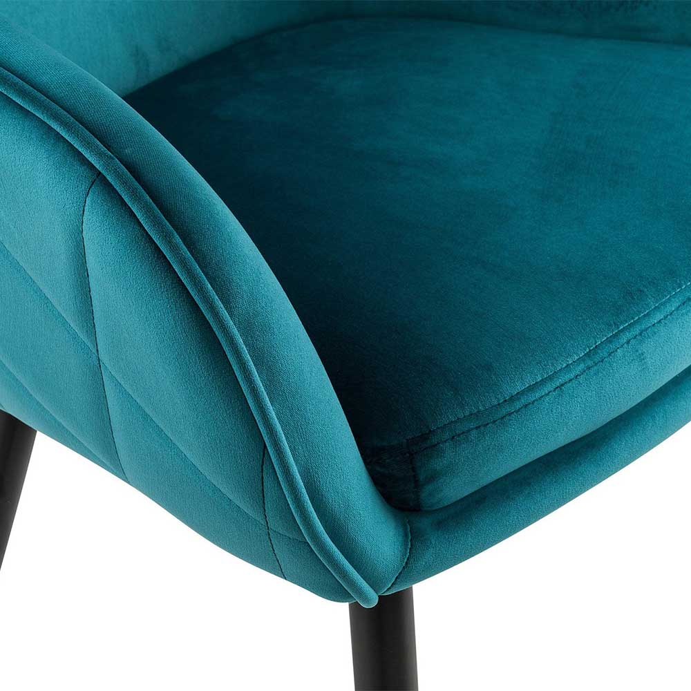 Samt Polsterstuhl in Türkis Blau - Yoleans