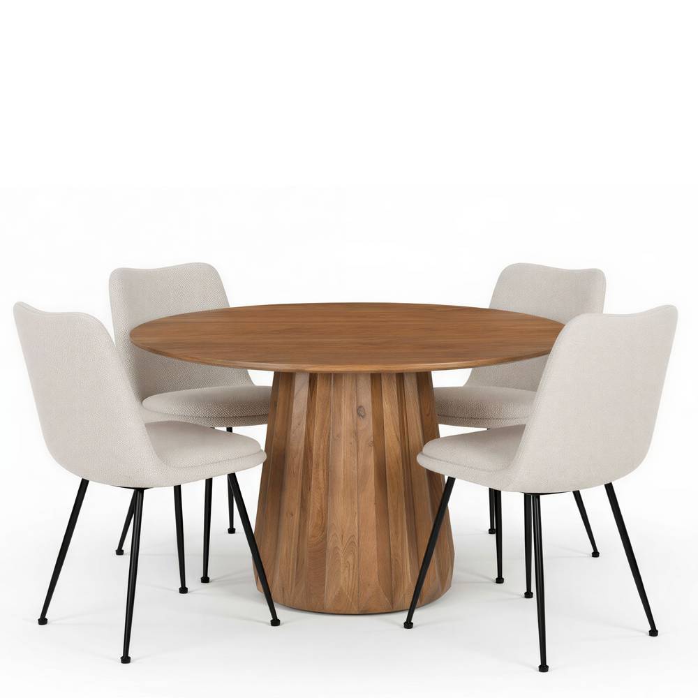 Runde Tischgruppe im Skandi Design - Galadira (fünfteilig)