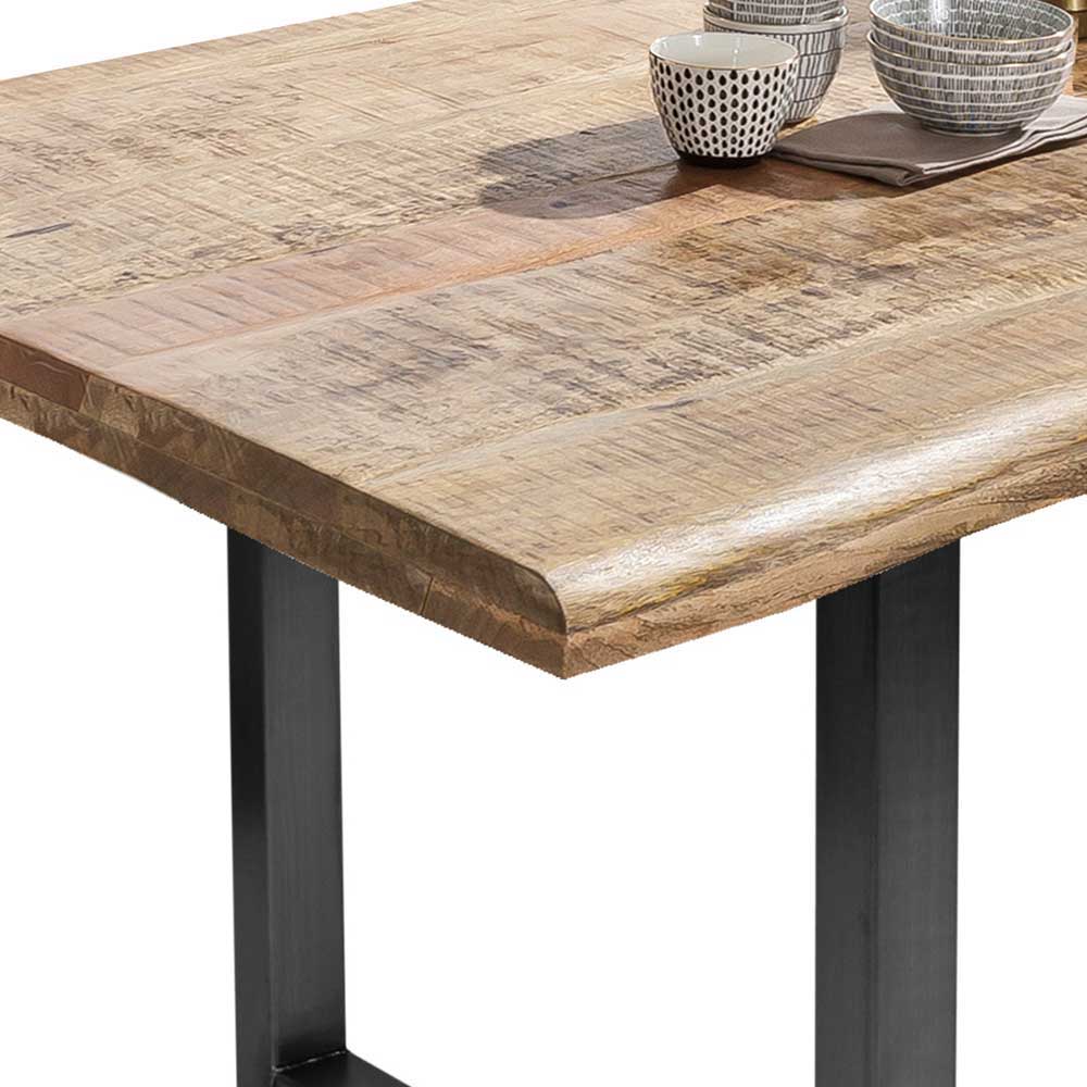 Küchentisch mit Naturkante Holzplatte Mango - Amdona