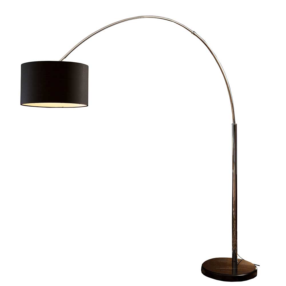Moderne Stehleuchte mit elegantem Chrombogen, schwarzem Schirm und stabiler Marmorplatte – Airana