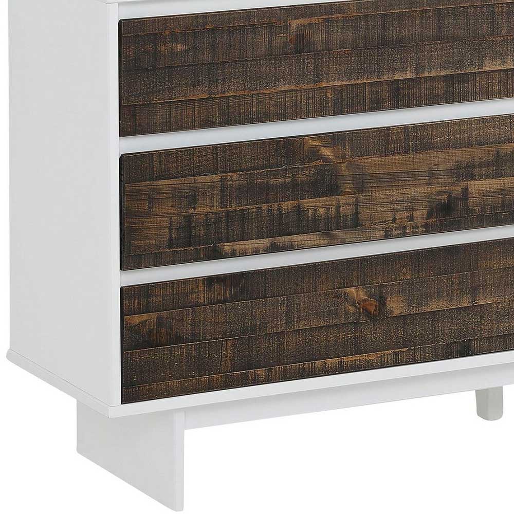 165x68x35 Sideboard in Weiß & Kiefer dunkel - Chihu