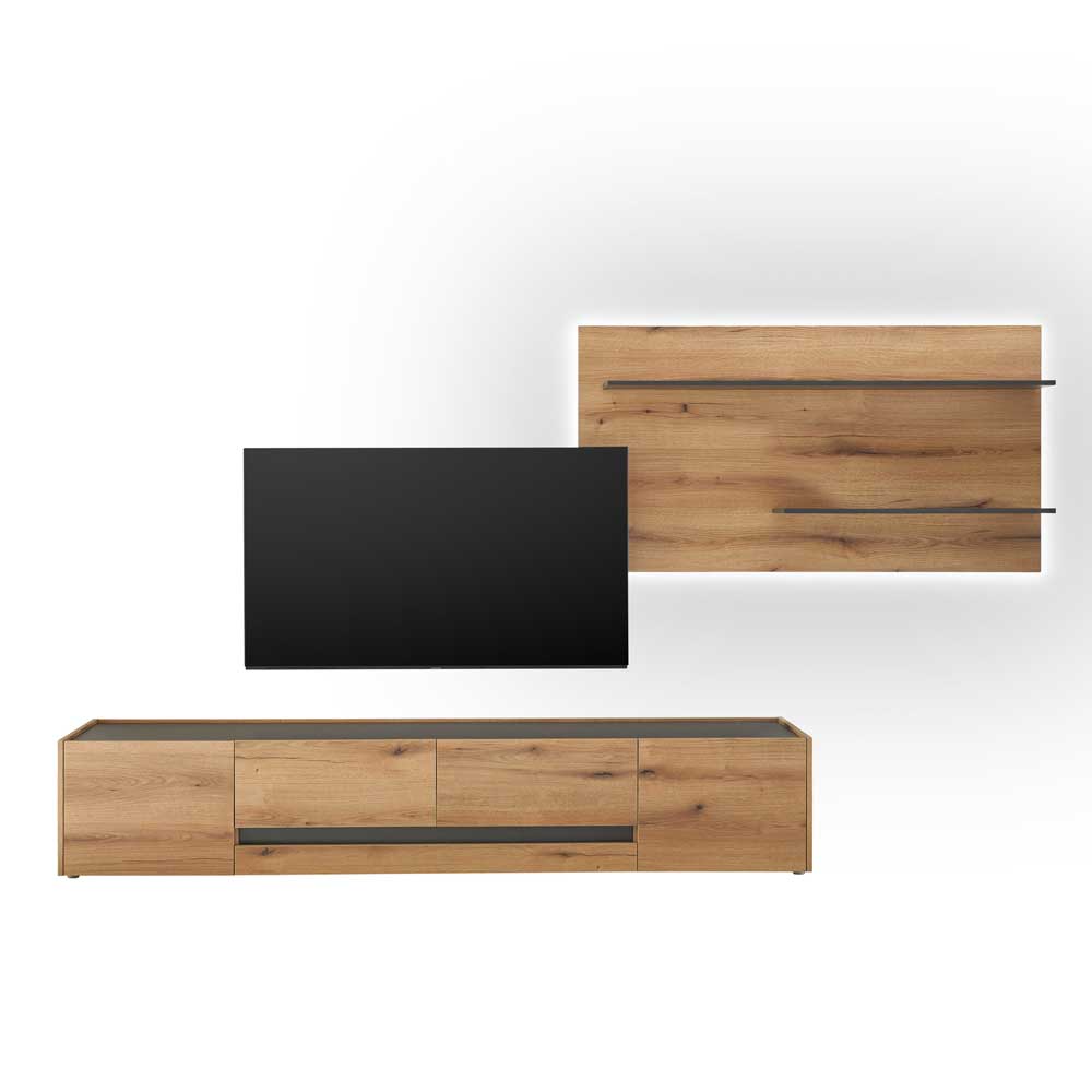 Wandregal-Paneel und TV-Lowboard Set - Colomania (zweiteilig)
