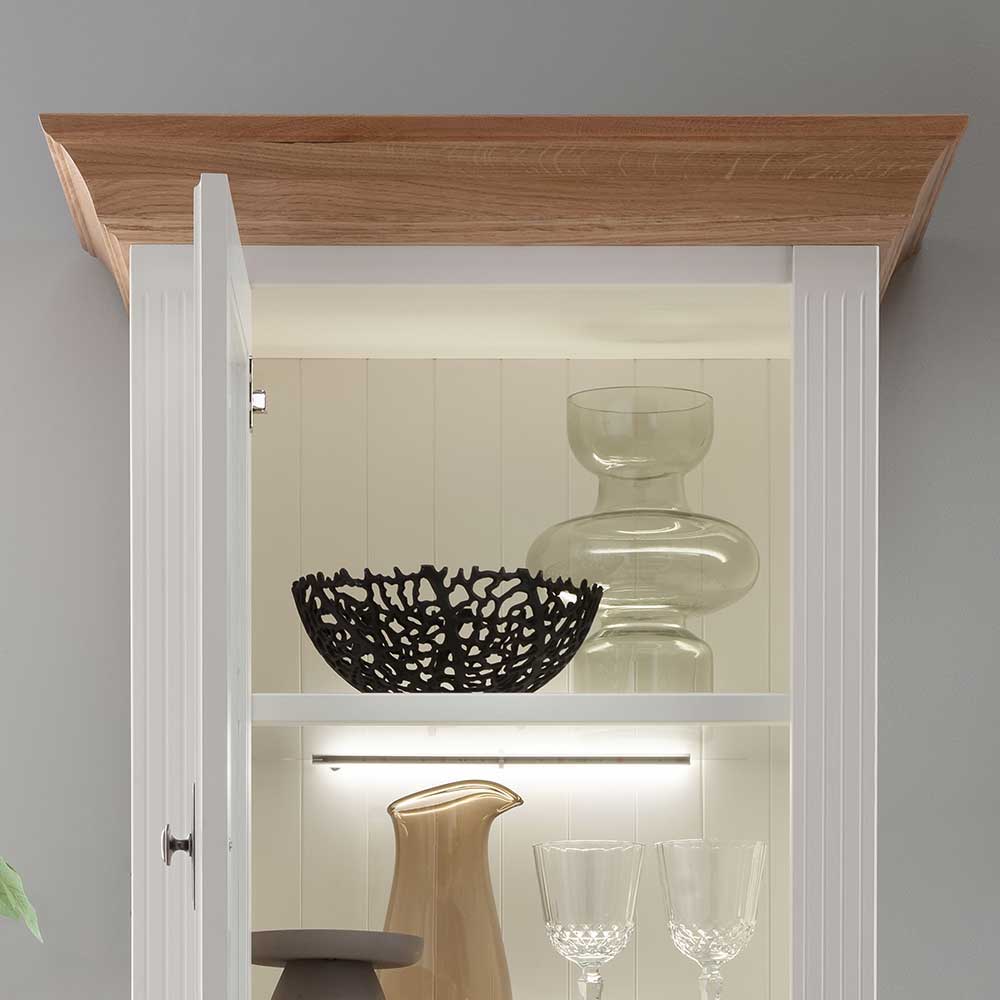 72x199x45 Modern Country Vitrinenschrank in Weiß - Henry