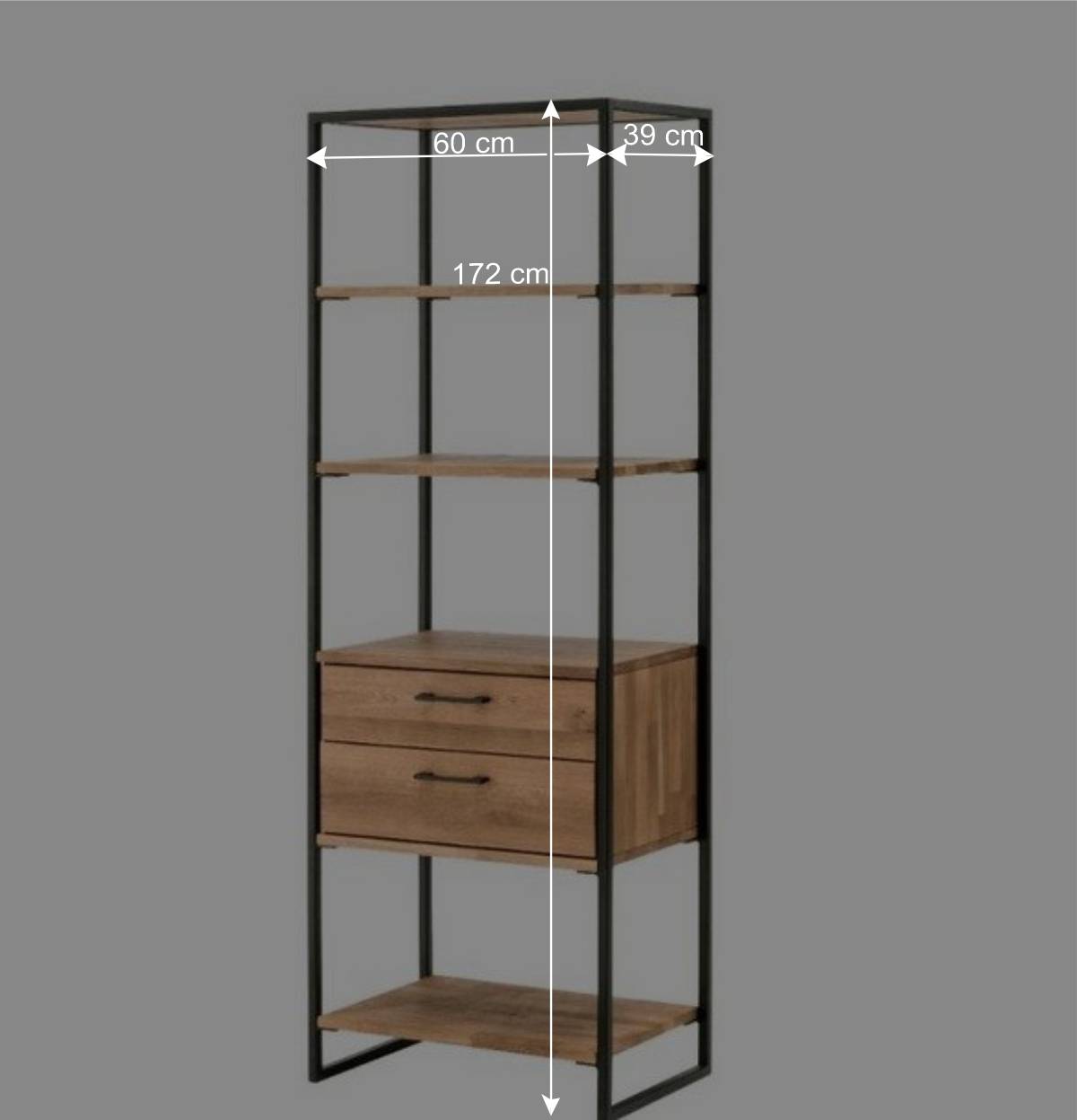 60 cm breites Industrial-Regal aus Wildeichenholz - Ingbo