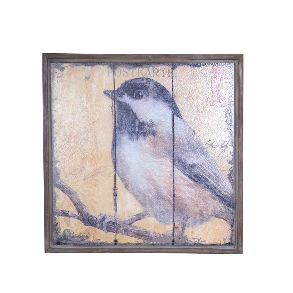Vintage Holzbilder mit Vogel Druck Bacoas 56x56 cm (zweiteilig)