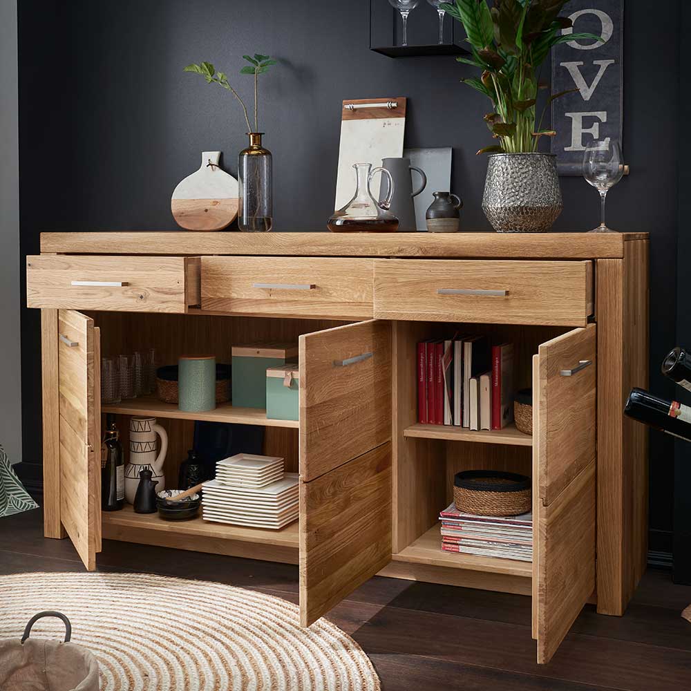 170x92x45 Wildeiche Sideboard aus geöltem Massivholz - Loitons