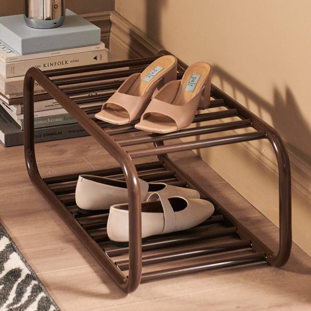 Metall-Schuhregal in Braun - Napcolia