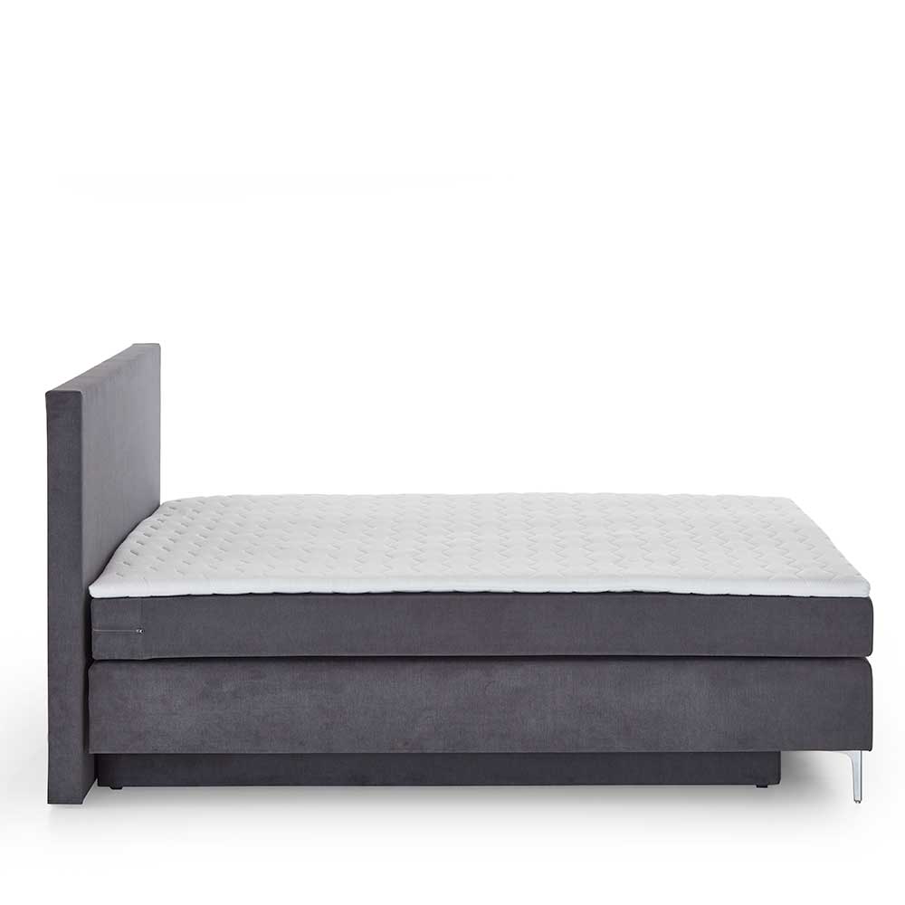 Dunkelgraues Boxspring-Bett mit Bettkasten - Jubby