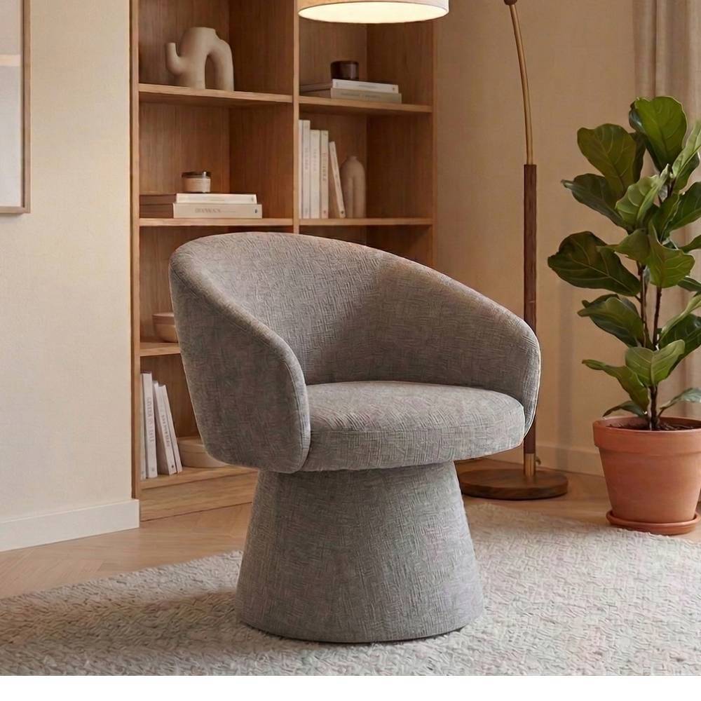 Drehbarer Loungesessel in Grau Boucle - Yanitas