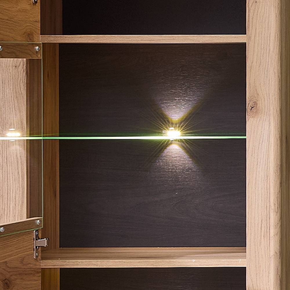 Beleuchtete Vitrine in Eiche Holzdekor - Zorro
