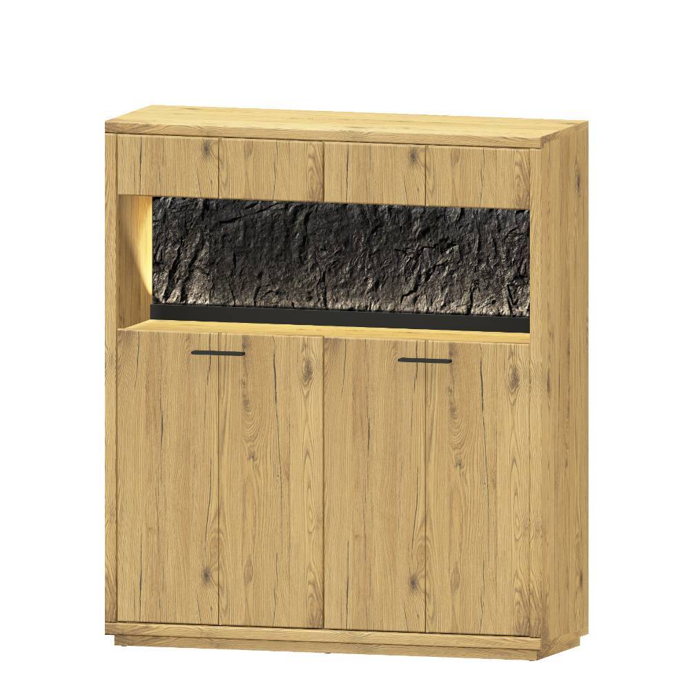 Highboard Vitrine aus Wildeiche Massivholz - Friburgo