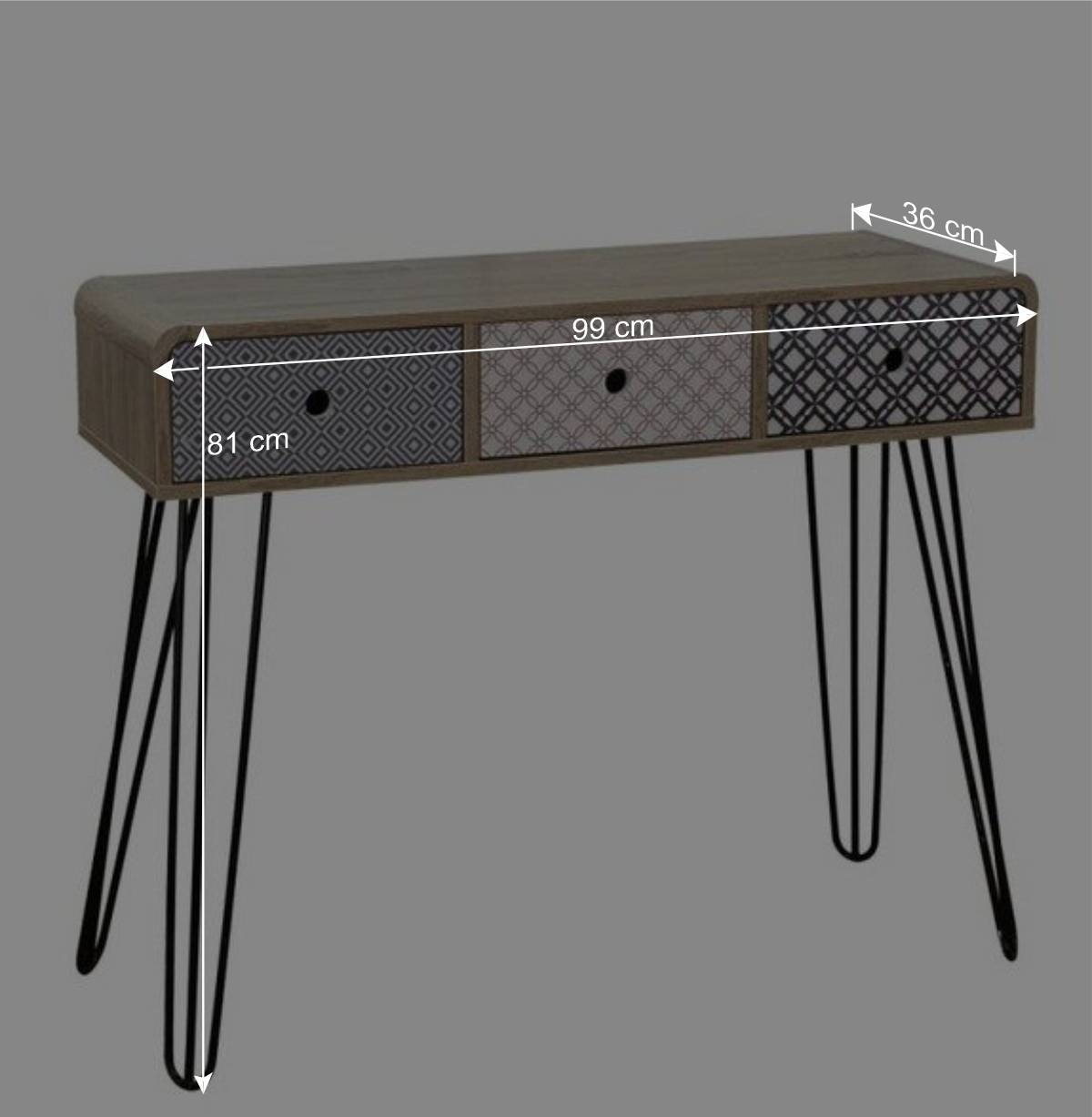 Design Konsolentisch Drondo im Retro Stil