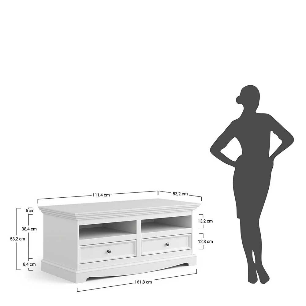 Schmales Landhaus TV Board mit 111 cm Breite - Manipur
