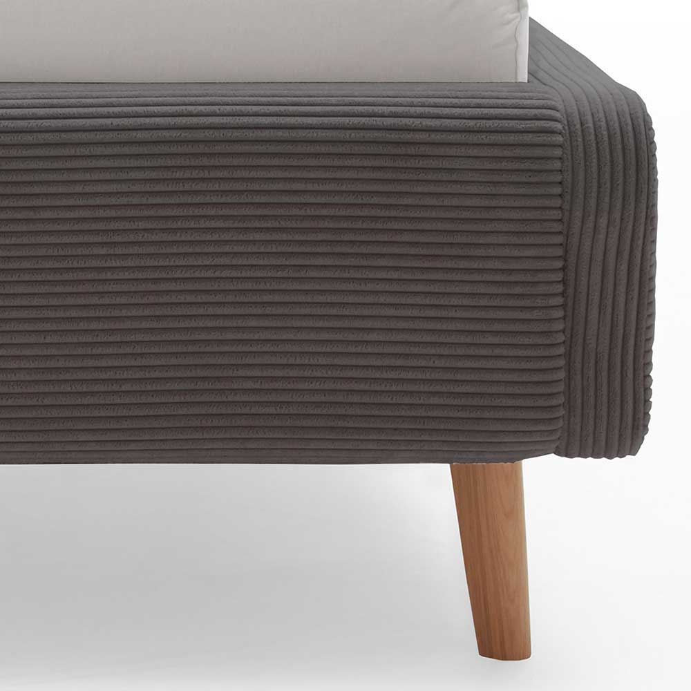 Graues Polsterbett mit Cord Bezug - Danae