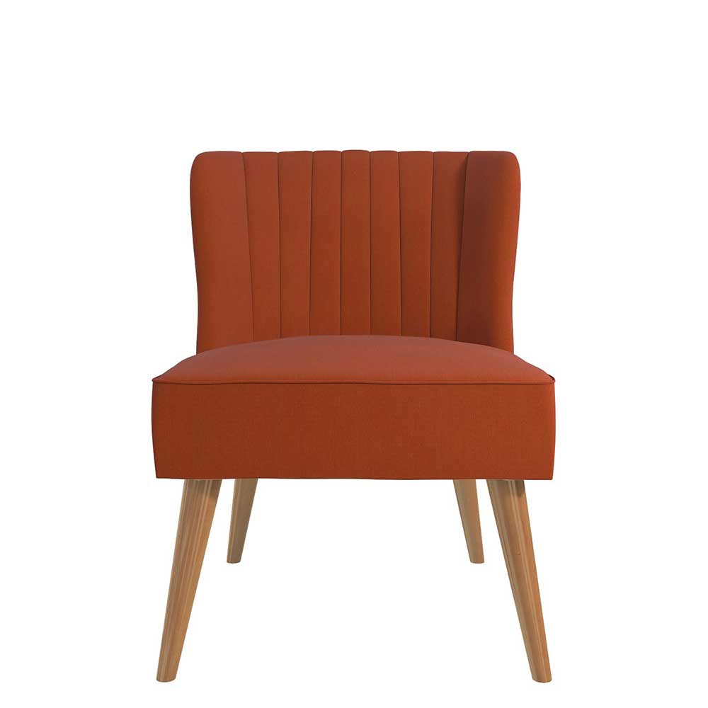 Mid Century Polstersessel in Ziegelrot und Natur - Elhan