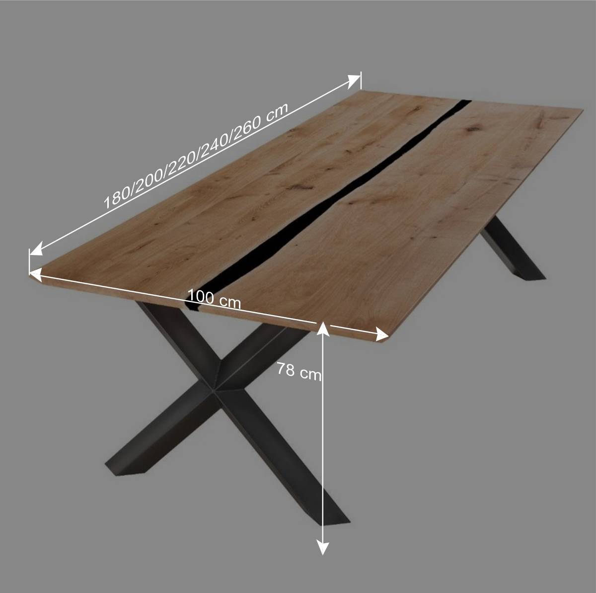 Massivholz-Designtisch aus Wildeiche - Mineva