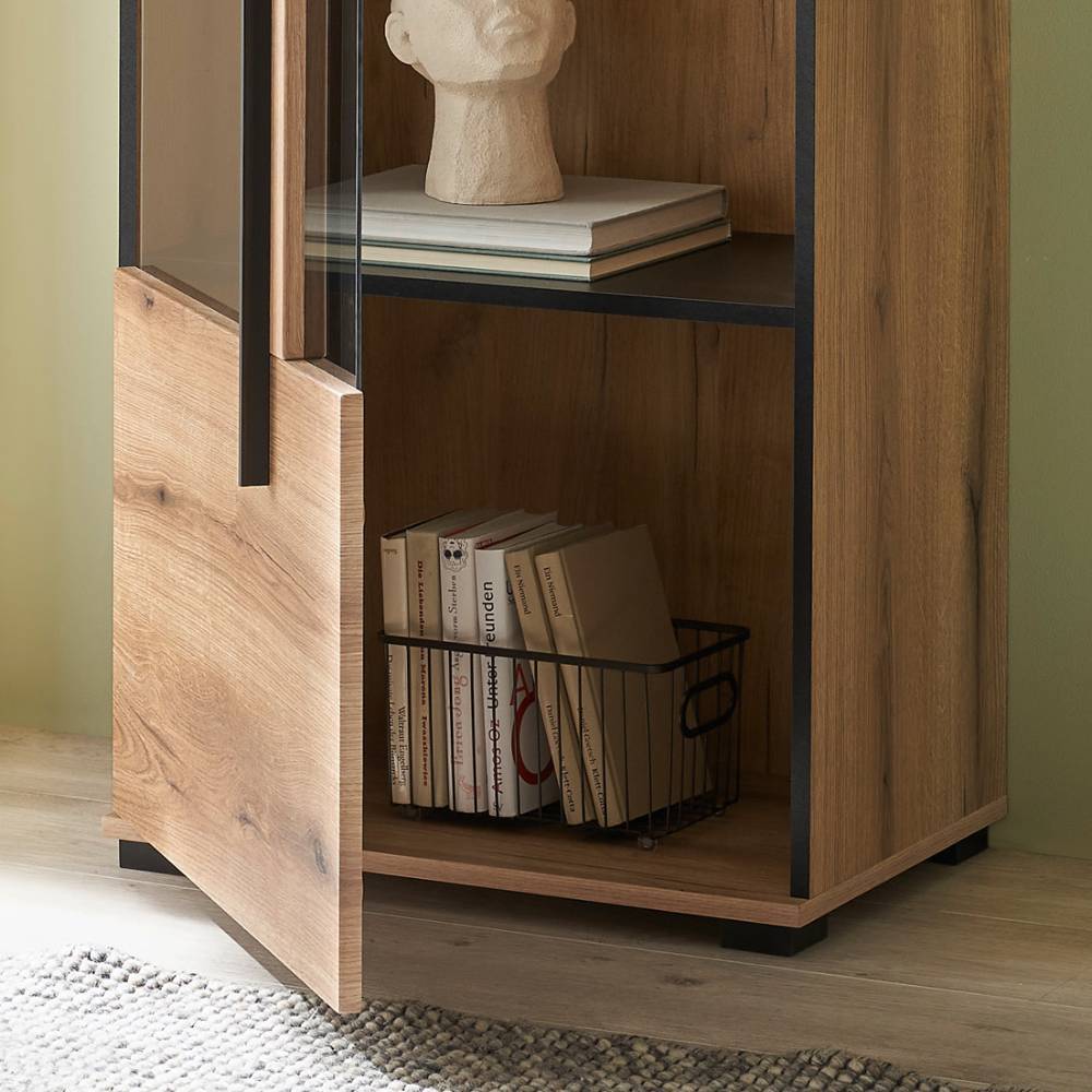 Design Vitrine in Holzoptik Eiche Natur - Brocus
