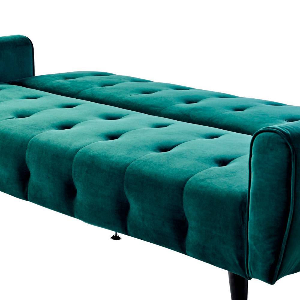 Dreisitzer Schlafsofa in Dunkelgrün Samt - Bela