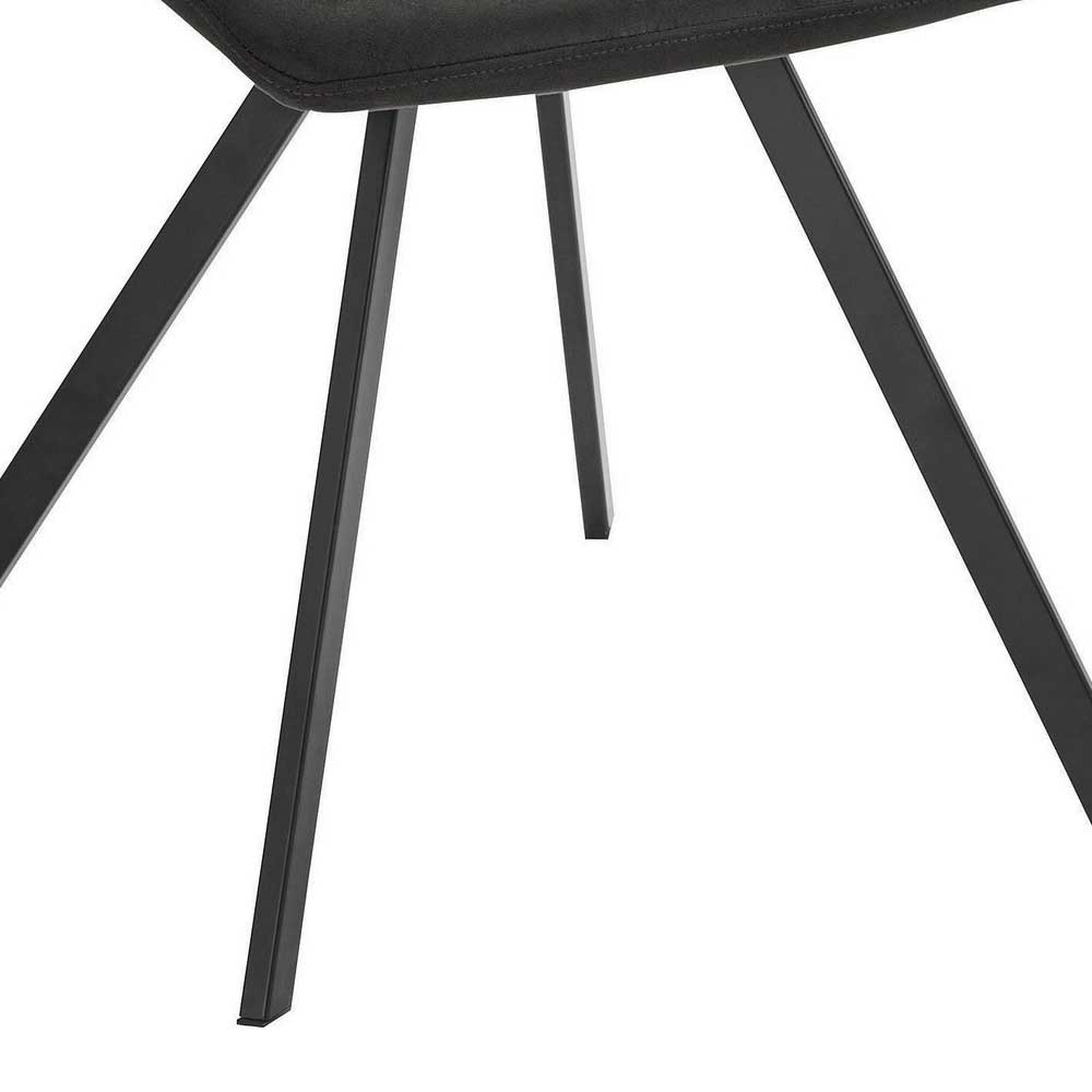 Schwarze Metallbeine des robusten Microfaser Stuhls in Anthrazit für das Esszimmer – Token