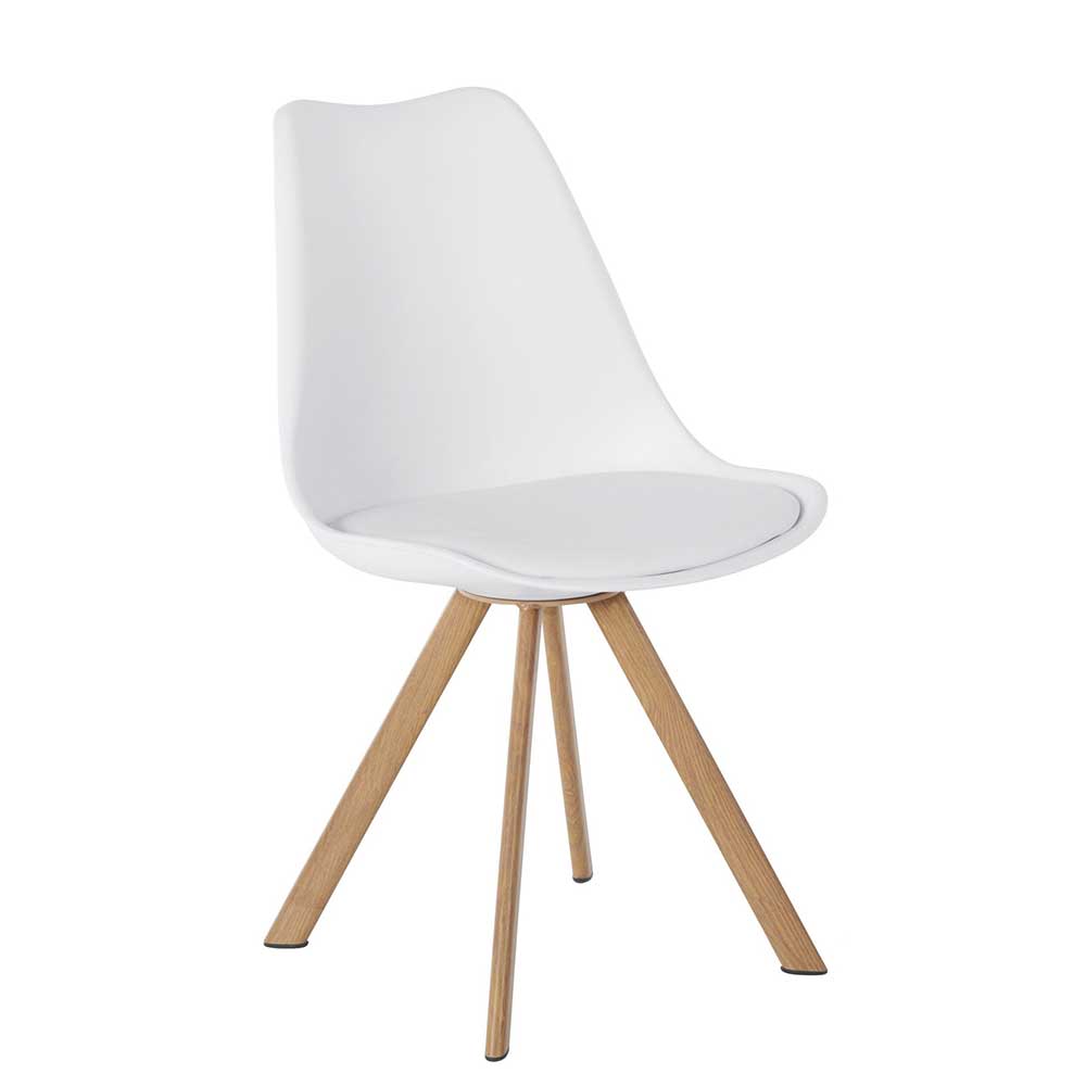 Schalenstühle in Weiß PP & Kunstleder - Pila (2er Set)