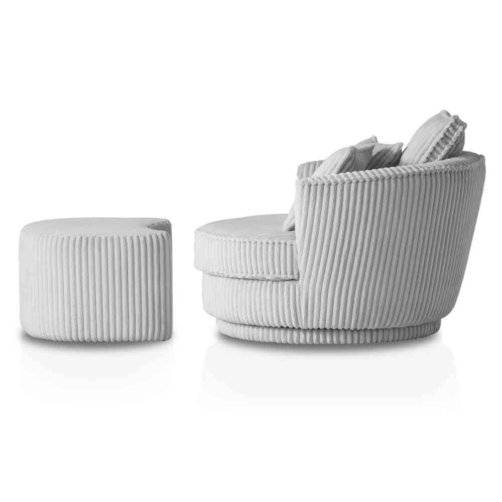 XL Drehsessel mit Hocker Set - Iliana (zweiteilig)