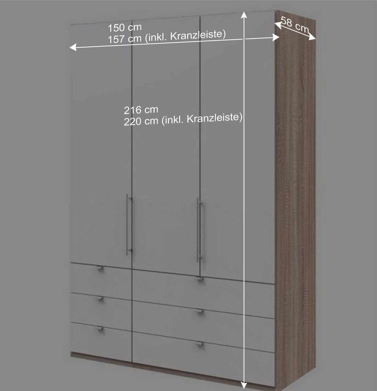 Kleiderschrank mit 150cm Breite in Weiß - Vaclyn