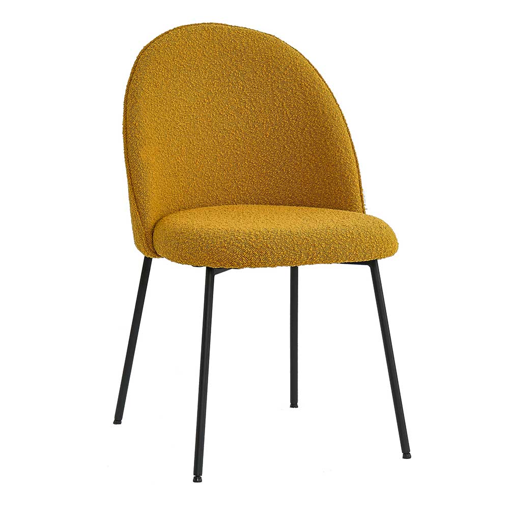Boucle Polsterstuhl in Senfgelb - Caucaia (2er Set)