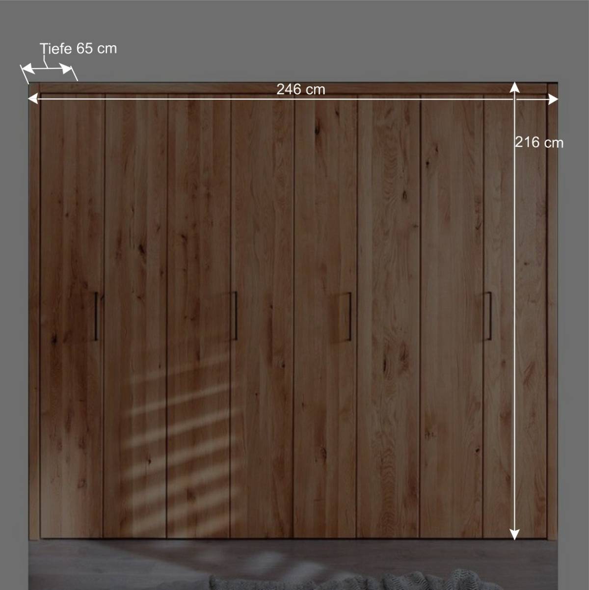 246cm Falttüren-Kleiderschrank Wildeiche - Mascadona
