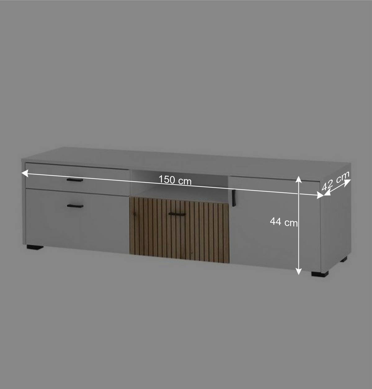 TV Board in Mattweiß mit Wildeiche - Nenaloro