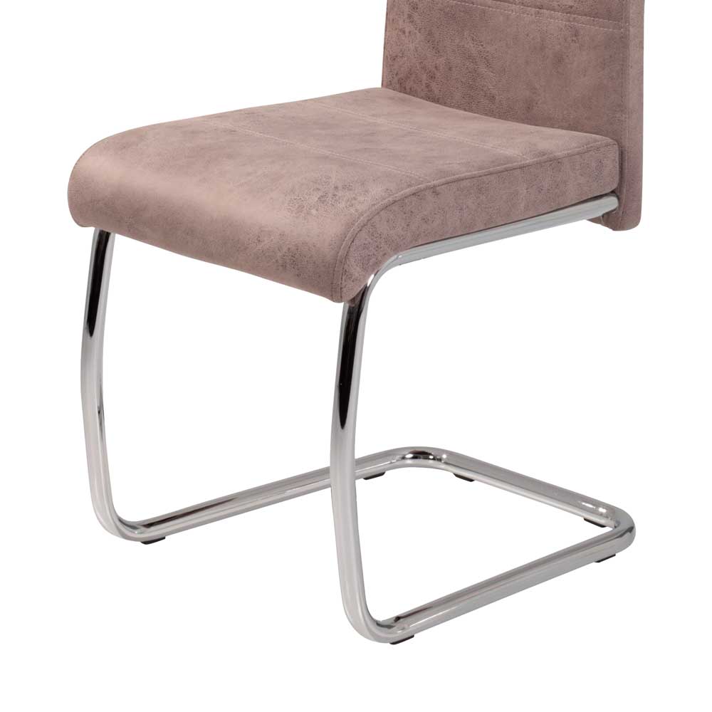 Freischwingerstühle Curres in Beige Vintage Microfaser (4er Set)
