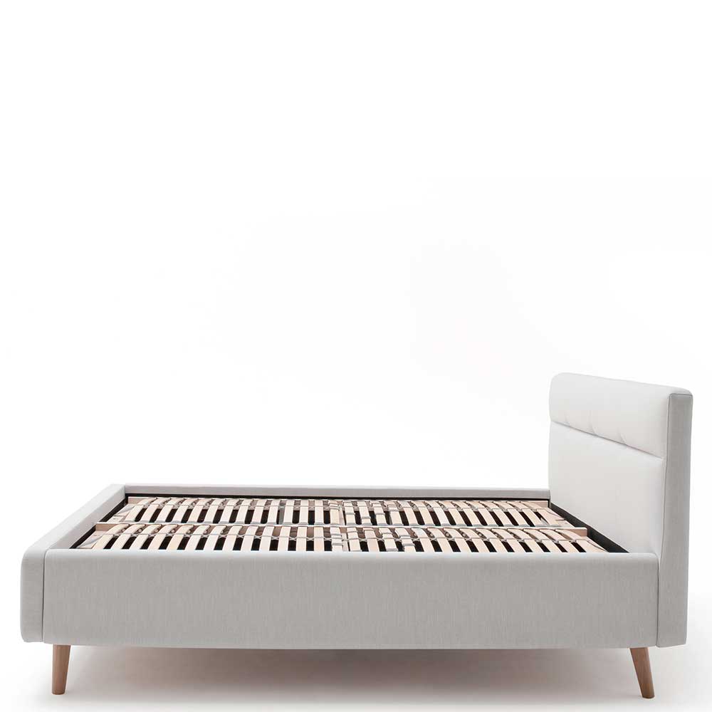 Elegantes Stoffbett in Hellgrau & Eiche - Yilton