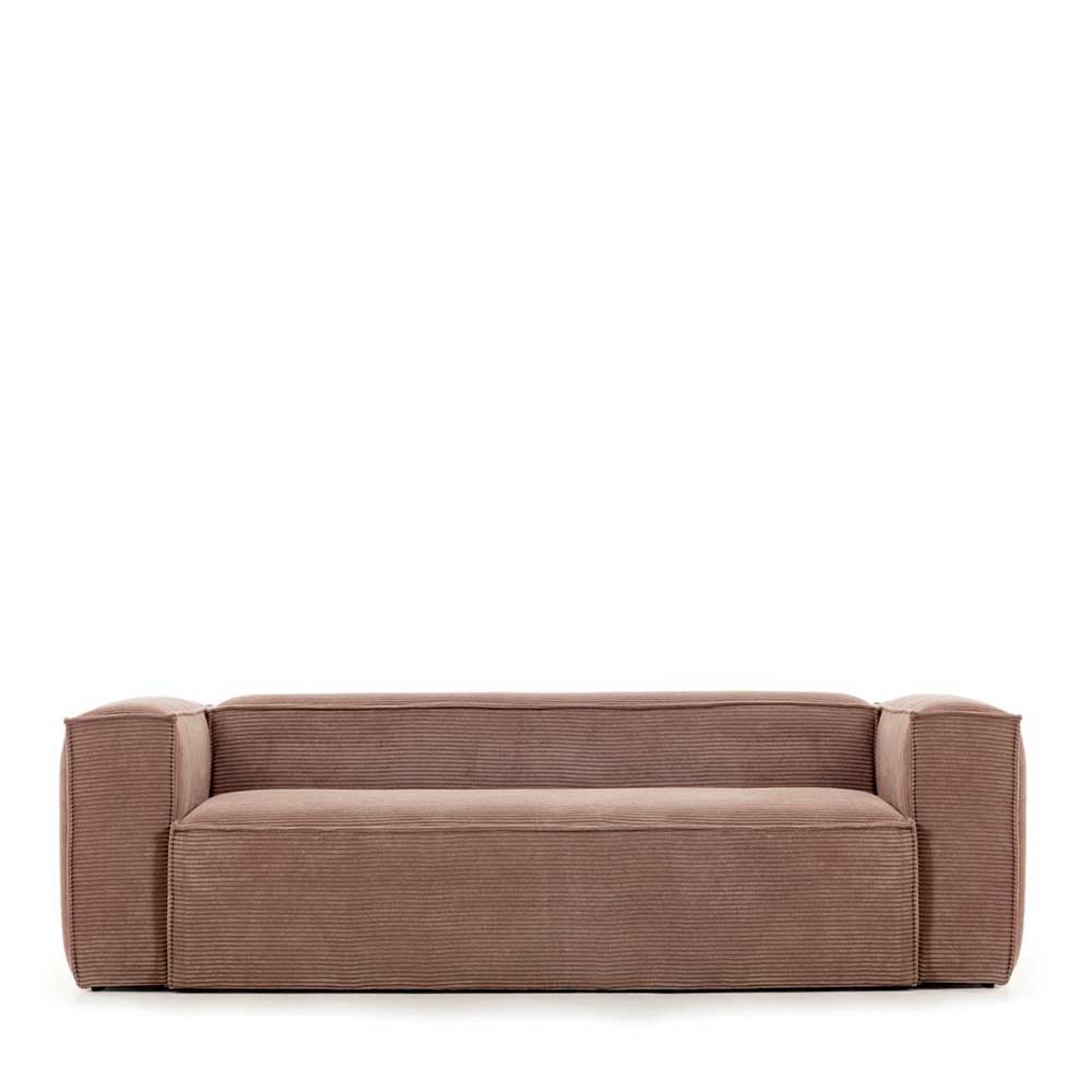 Dreisitzer Sofa aus Cord in Rosa - Tristan