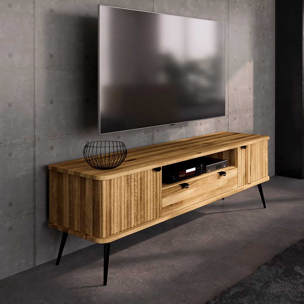 TV Lowboard aus Wildeiche mit Metall - Casarius