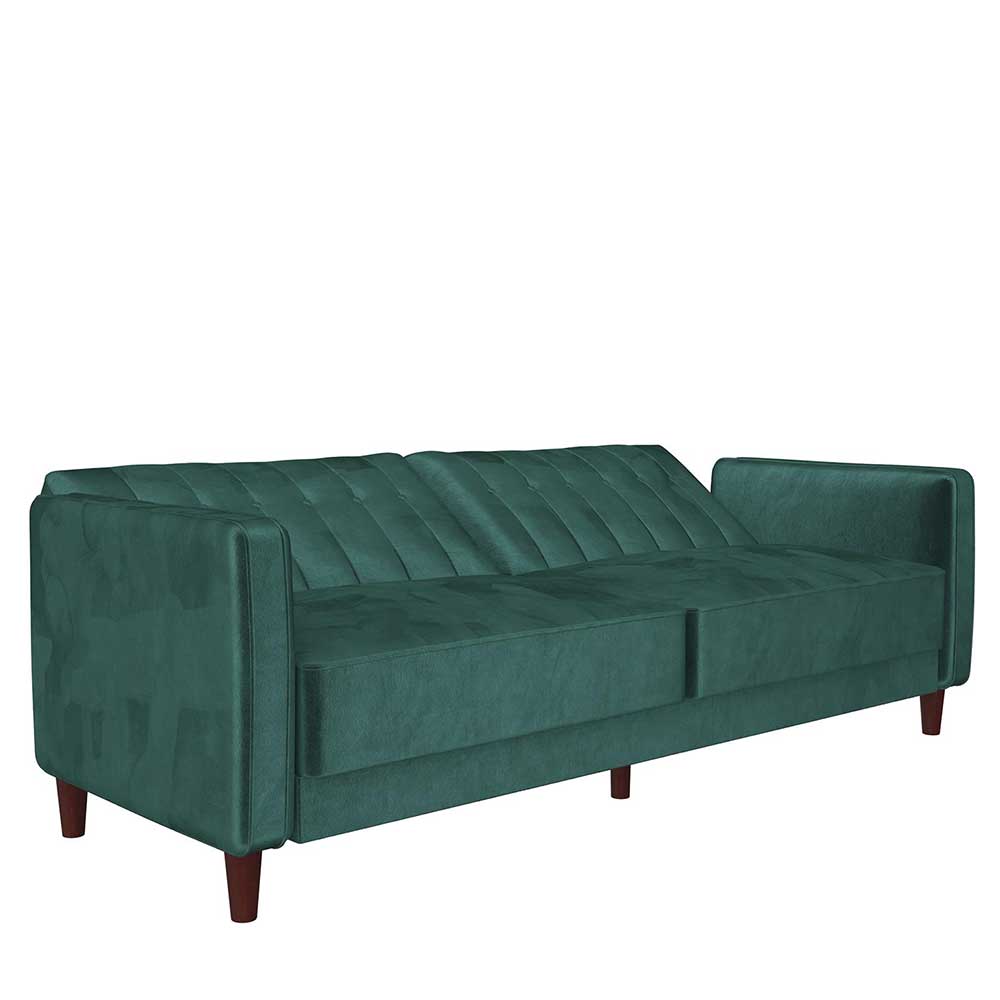 Samtsofa mit Bettfunktion in Grün - Puzi