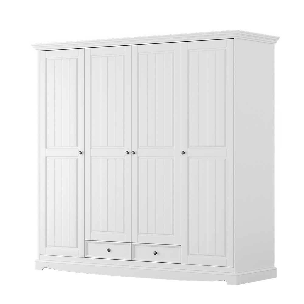 Landhaus Kleiderschrank in Weiß lackiert - Indico