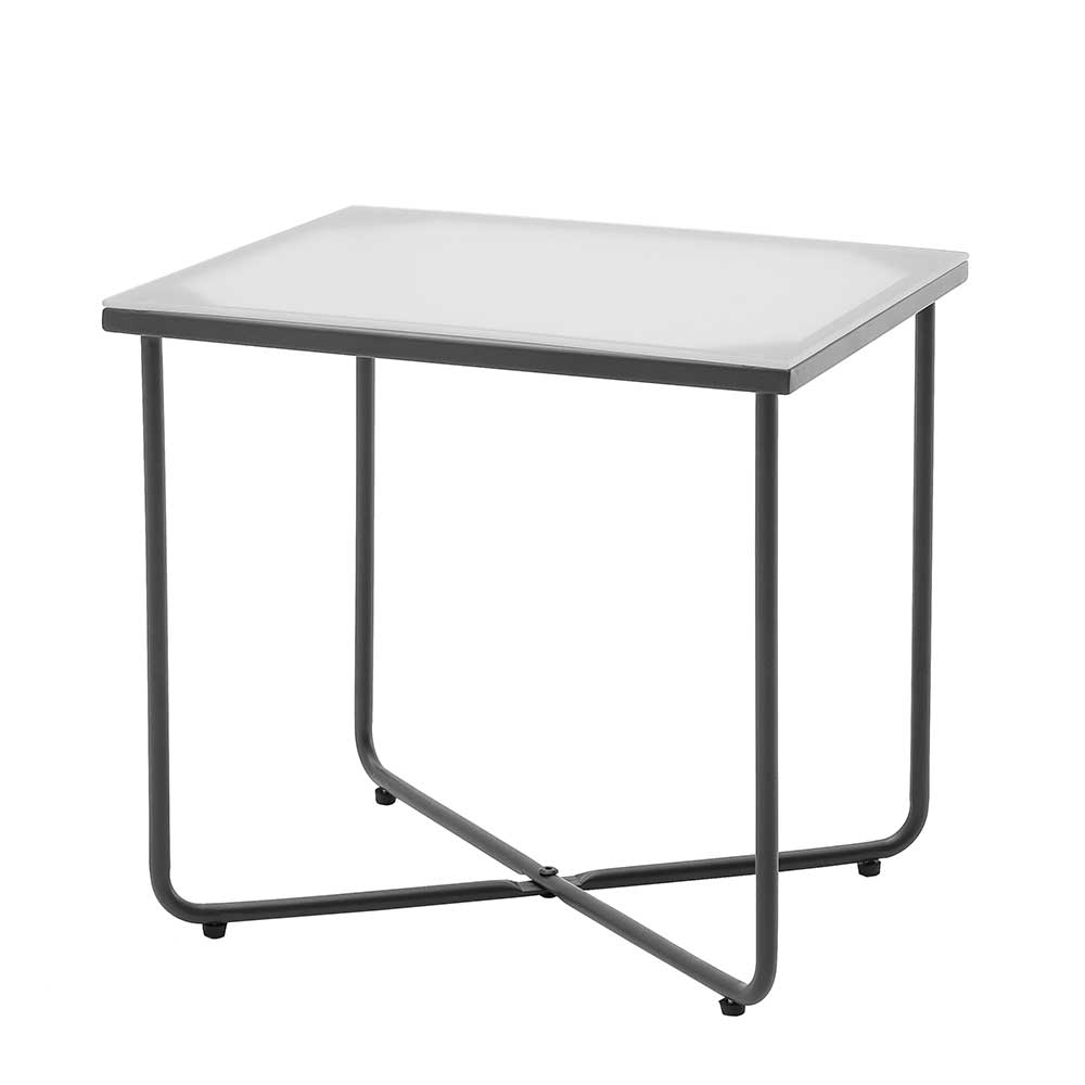44x41x35 Beistelltisch mit Weißglasplatte - Acamars
