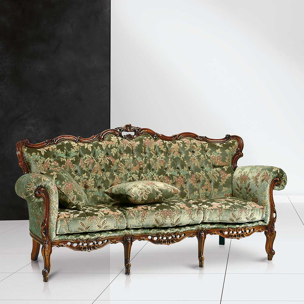 Barock-Stil Sofa in Grün mit Blumen - Graz