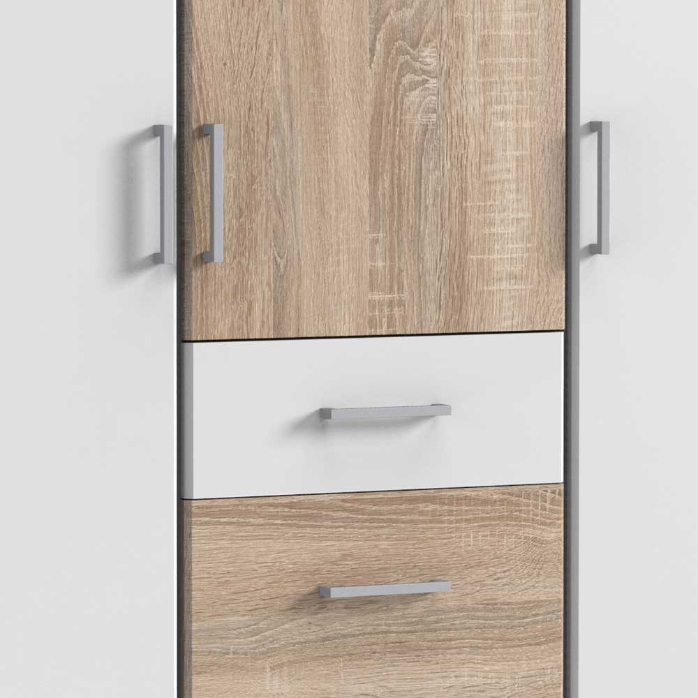 Schlafzimmerschrank in Weiß mit Eiche Sägerau - Magdelan