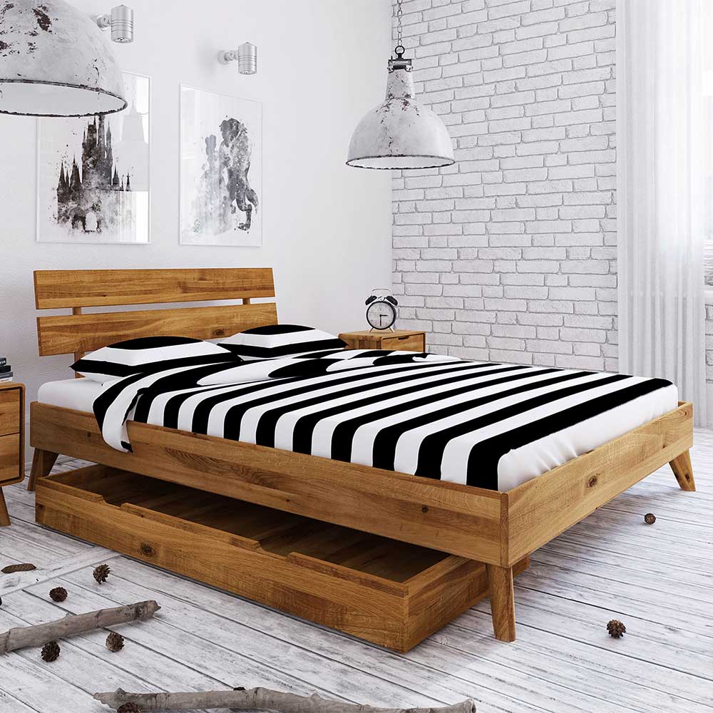 Wildeiche Singlebett in Unterlänge 190 cm - Eavy
