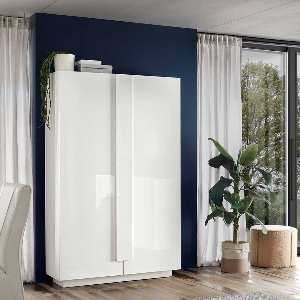 2-türiger Hochglanz Schrank in Weiß - Kerym