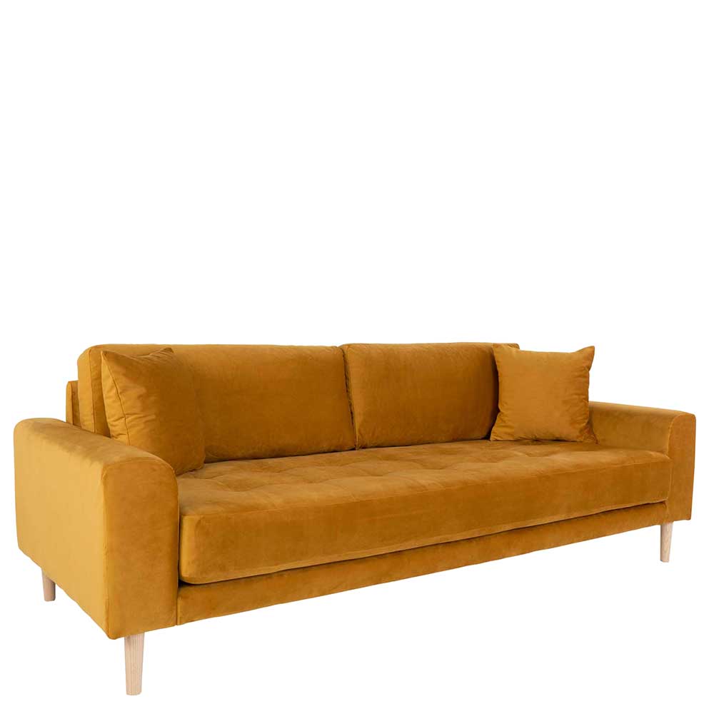 Skandi Dreisitzer Sofa in Gelb & Natur - Agata