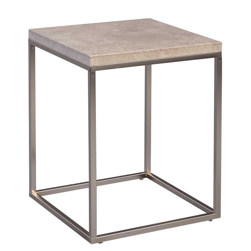 Loft Beistelltisch mit Beton Dekor Evensa & Metall Edelstahl-Look