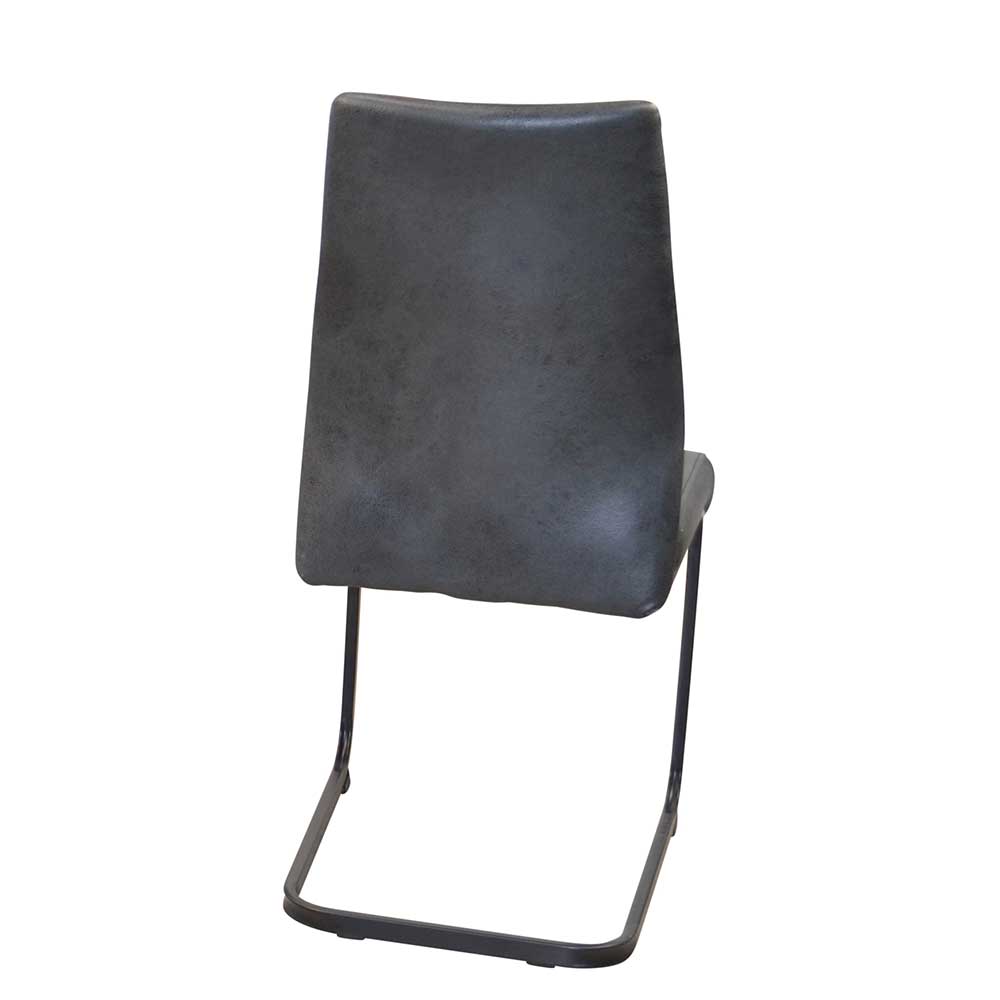 Microfaser Freischwinger in Anthrazit - Kaziro (4er Set)