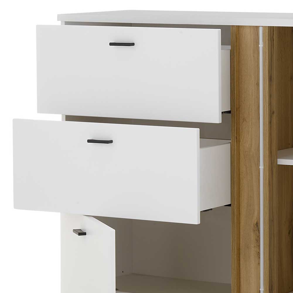 Beleuchtetes Sideboard in Weiß mit Wildeiche - Racelyn