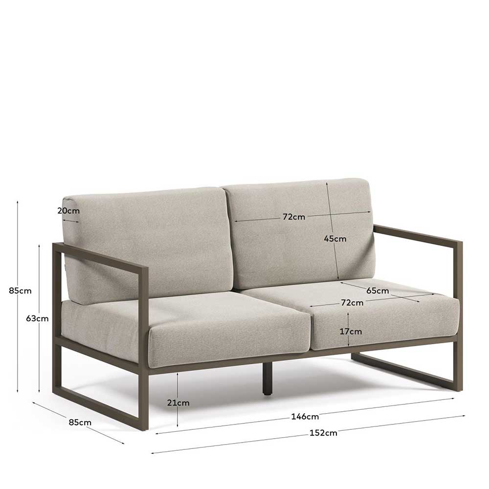 2er Sofa in Hellgrau & Dunkelgrün - Yasmel