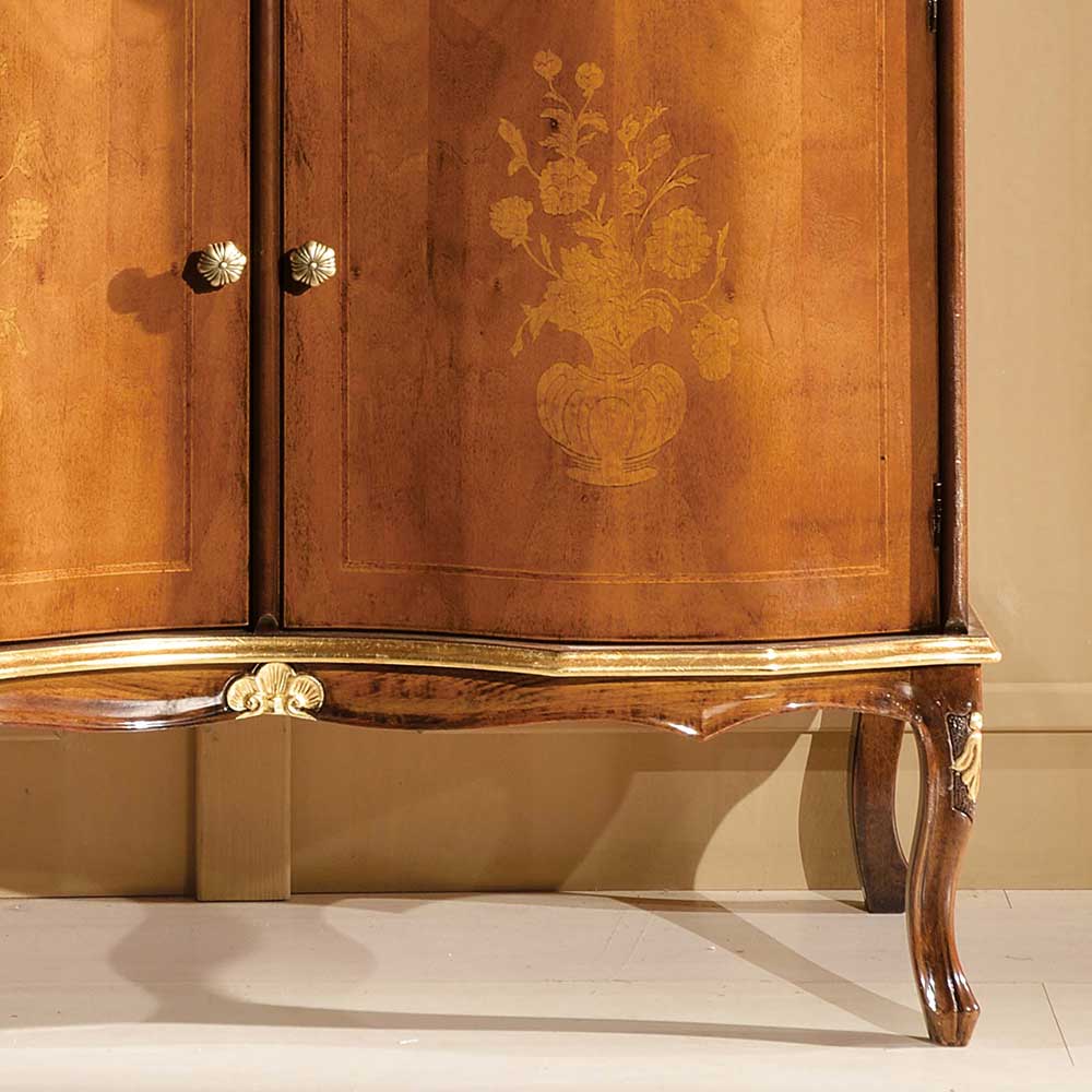 Edle Barock Kommode mit Blattgold & Intarsien Venerdina 2-türig
