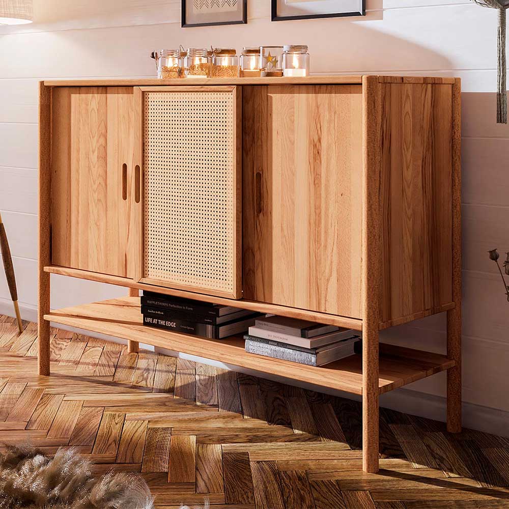 142x101x46 Wildbuche Sideboard mit drei Schiebetüren - Indrya